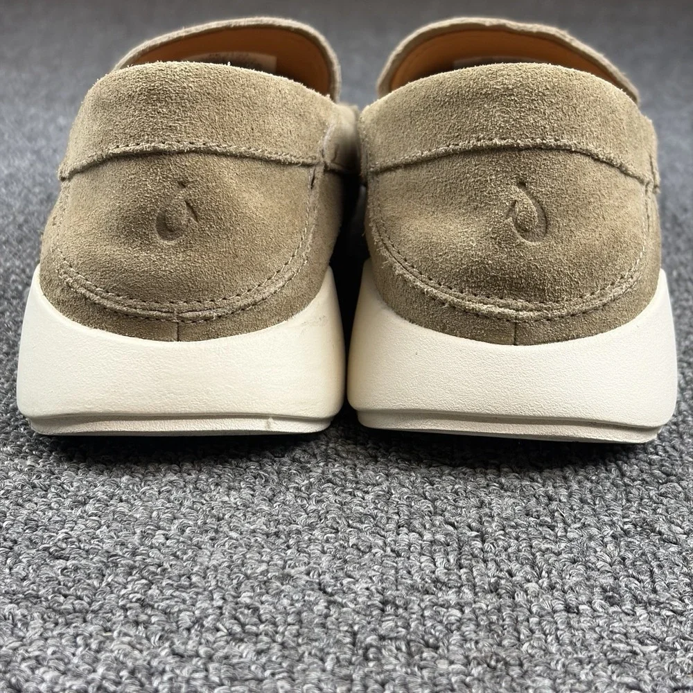 OluKai Ka'a Loafer Men's 9 Tan Suede Leather Slip On Moc Toe Shoes 10535-5252